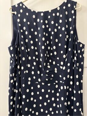 Navy Polka Dot Sleeveless Dress with White Spots